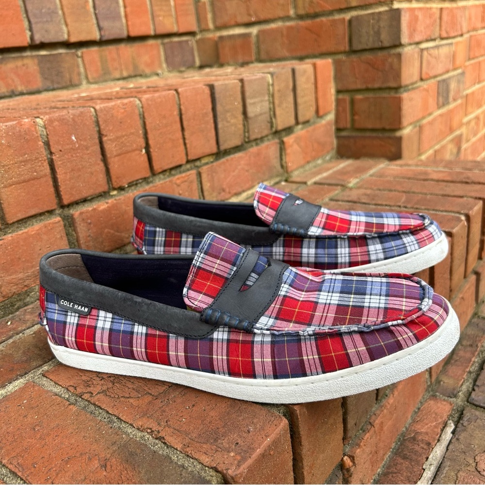 Cole Haan Men's Pinch Weekender Plaid Canvas Penny Loafers